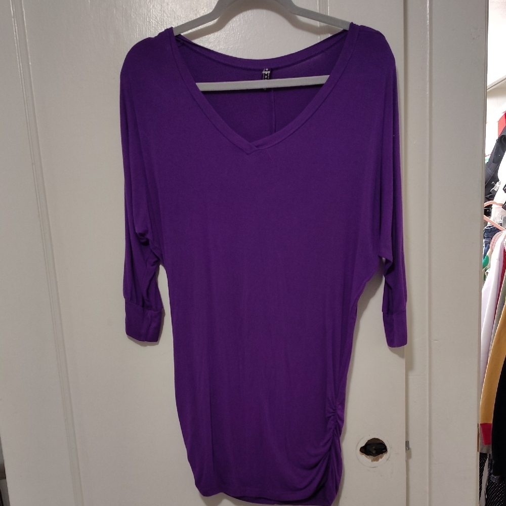 Johnny Was Vibrant Purple V-Neck Blouse